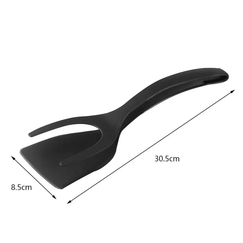 

2 In 1 Grip And Flip Tongs Egg Spatula Tongs Clamp Fried Kitchen Omelet Egg French Pancake Accessories Toast Overturned B7K9
