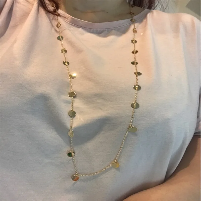 Женское богемное длинное ожерелье с кисточкой и монетами золотистого
