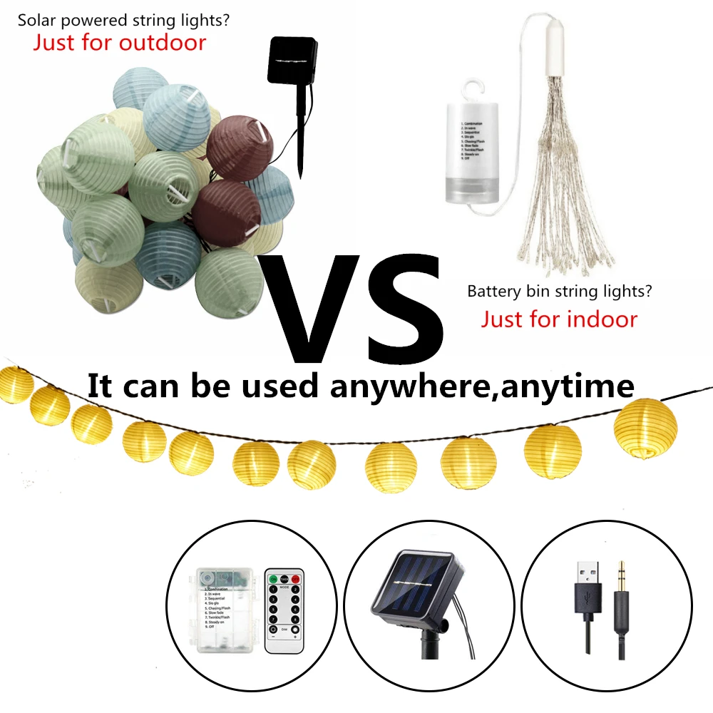 Фонари Солнечная гирлянда гирлянды USB AA Батарея Волшебные Праздничные огни 20LED