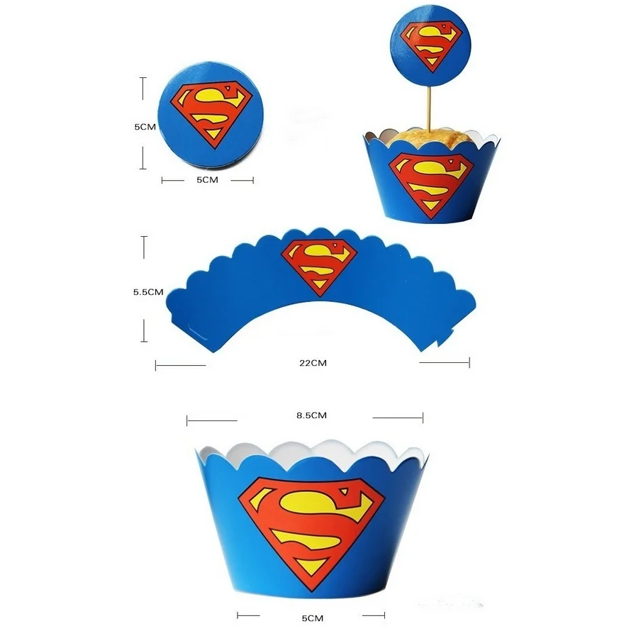 MILIVIXAY 24 шт. Супермен Бэтмен мультфильм кекс обертка чашка выберите Топпер