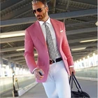 Мужской Блейзер, розовый приталенный пиджак для вечеринки, выпускного вечера, весна-осень, 2020