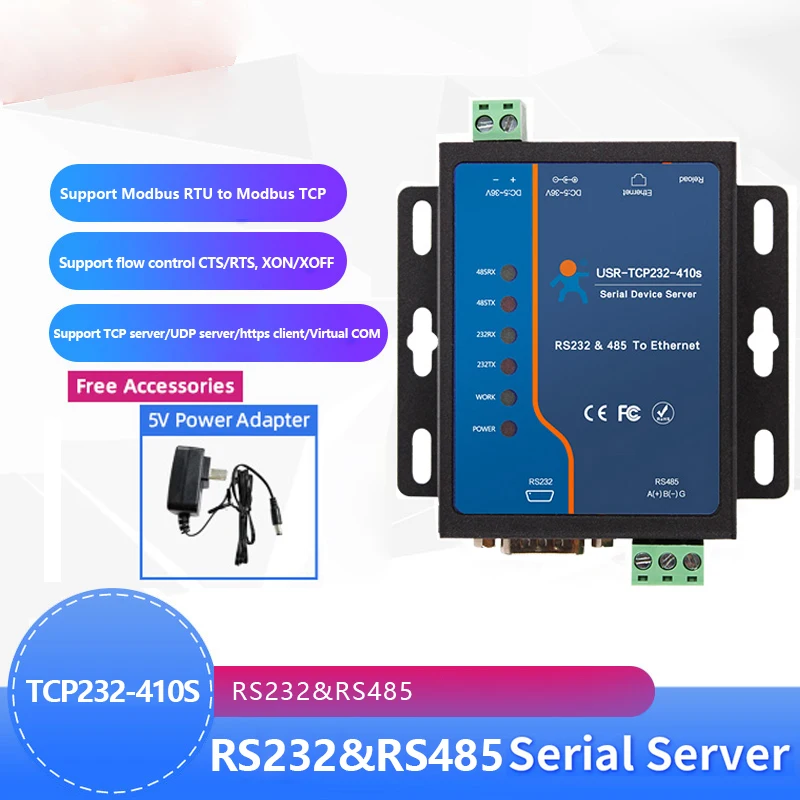 USR-TCP232-410S ModBus RTU конвертеры поддерживают DNS DHCP RS232 RS485 последовательный к ETHERNET TCP/IP