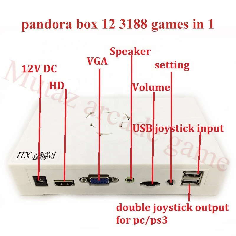 Pandora XII 12 Игровая приставка в комплекте 3188 1 jamma печатной платы 3d игр usb проводной