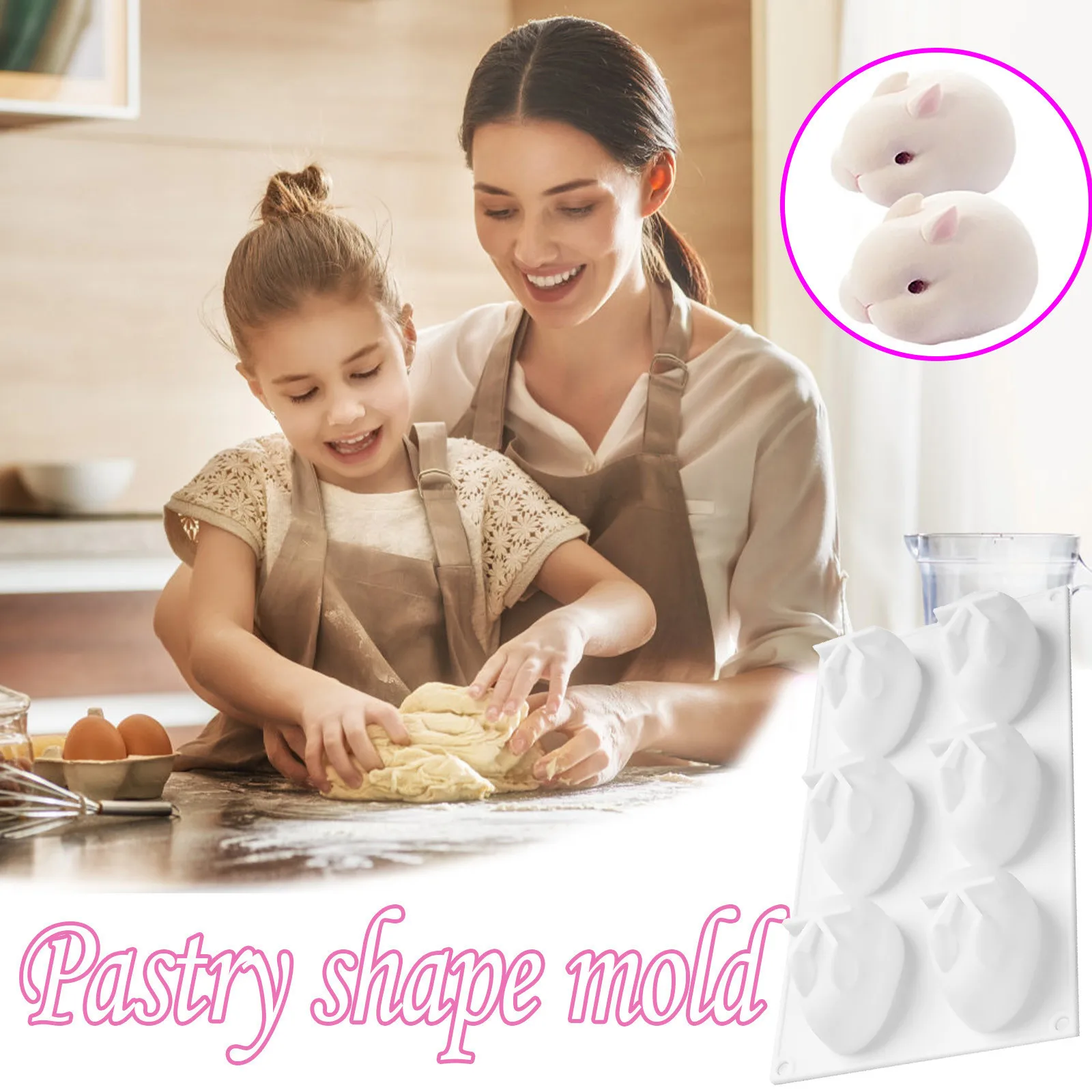 

Silicone 6 Cavity of The Rabbit Cake Baking Tool Mould Baking Tray For Easter Kitchen Baking Supplies siliconen bakvormen c2