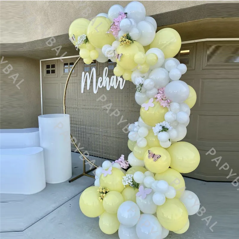 

92Pcs Yellow White Latex Balloon Arch Garland Kit Wedding Party Decor Birthday Baby Shower Balloon Supplies Anniversary Globoss