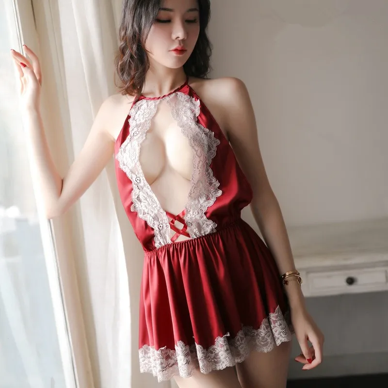 Женские ночные рубашки Сексуальная кружевная ажурная одежда для сна ночная