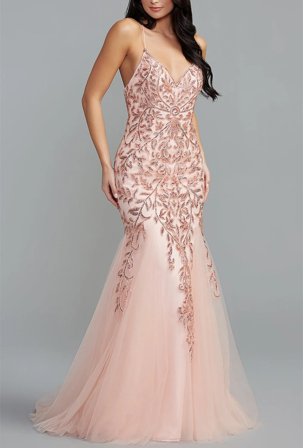 

Длинное вечернее платье с блестками и принтом, светло-голубое