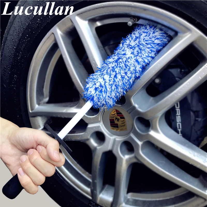 Lucullan Top Microfiber Premium Wheels Brush Non-Slip Handle Easy to Cleaning Rims Spokes Wheel Barrel & Brake Caliper | Автомобили и