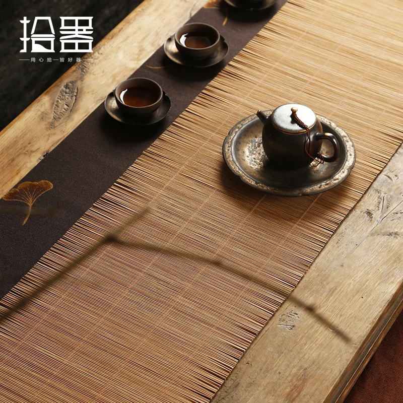 Chinese style bamboo mat tea table flag dry bubble cloth cup pad towel Zen curtain | Дом и сад