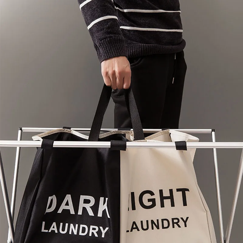 

3 Sections Foldable Laundry Basket Large Collapsible Laundry Storage Bag Bathroom Organizer Black Dirty Clothes Toy Hamper Box