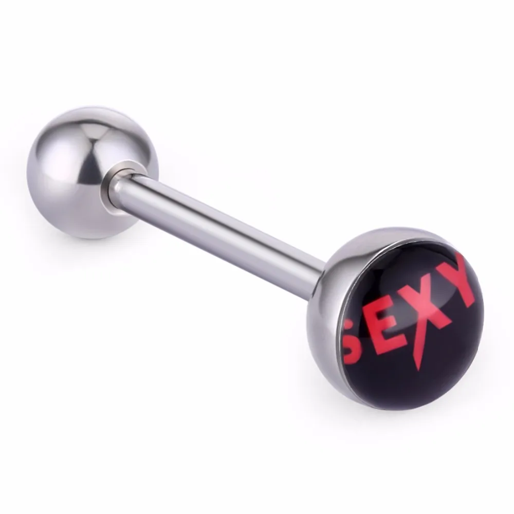 Sexy Женское кольцо в стиле панк, для девушек, забавные слова, нержавеющая сталь, пирсинг для языка, сексуальный логотип, пирсинг, штанги, штанги, ювелирные изделия для тела - Окраска металла: Sexy