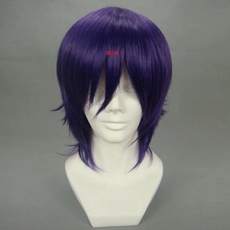 Парик в стиле аниме черный фиолетовый норагами Ято короткие синтетические