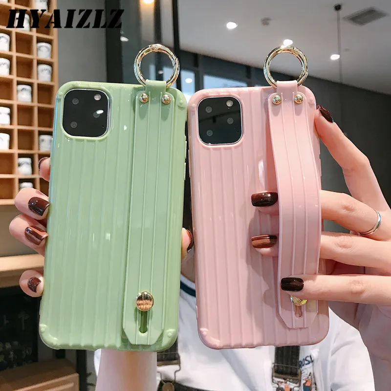 XR X Suitcase Style Case for iPhone 11 Pro Max XS 6 7 8 Plus Soft TPU Phone Capa with Wrist Strap Kickstand Function Back Cover |