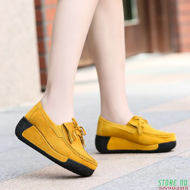 

Женская обувь на плоских подошвах из натуральной кожи, на платформе; Туфли-мокасины; Женская обувь на низком каблуке, со шнуровкой, на толсто...