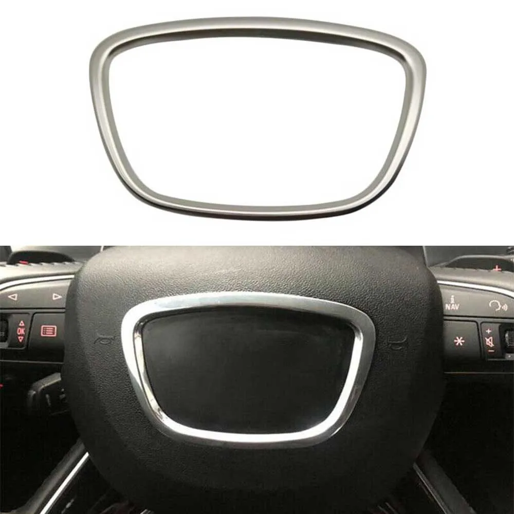 

1pc Car Center Control Steering Wheel Decorative Circle Oval Silver Auto Interior Accessories For Aud-i Q5Q3A3Q2A5