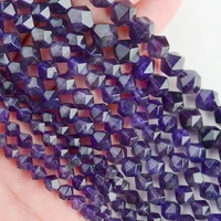 natrual stone beads faceted amethyst purple crystal beads for jewelry making bracelet necklace 6810mm 15inches