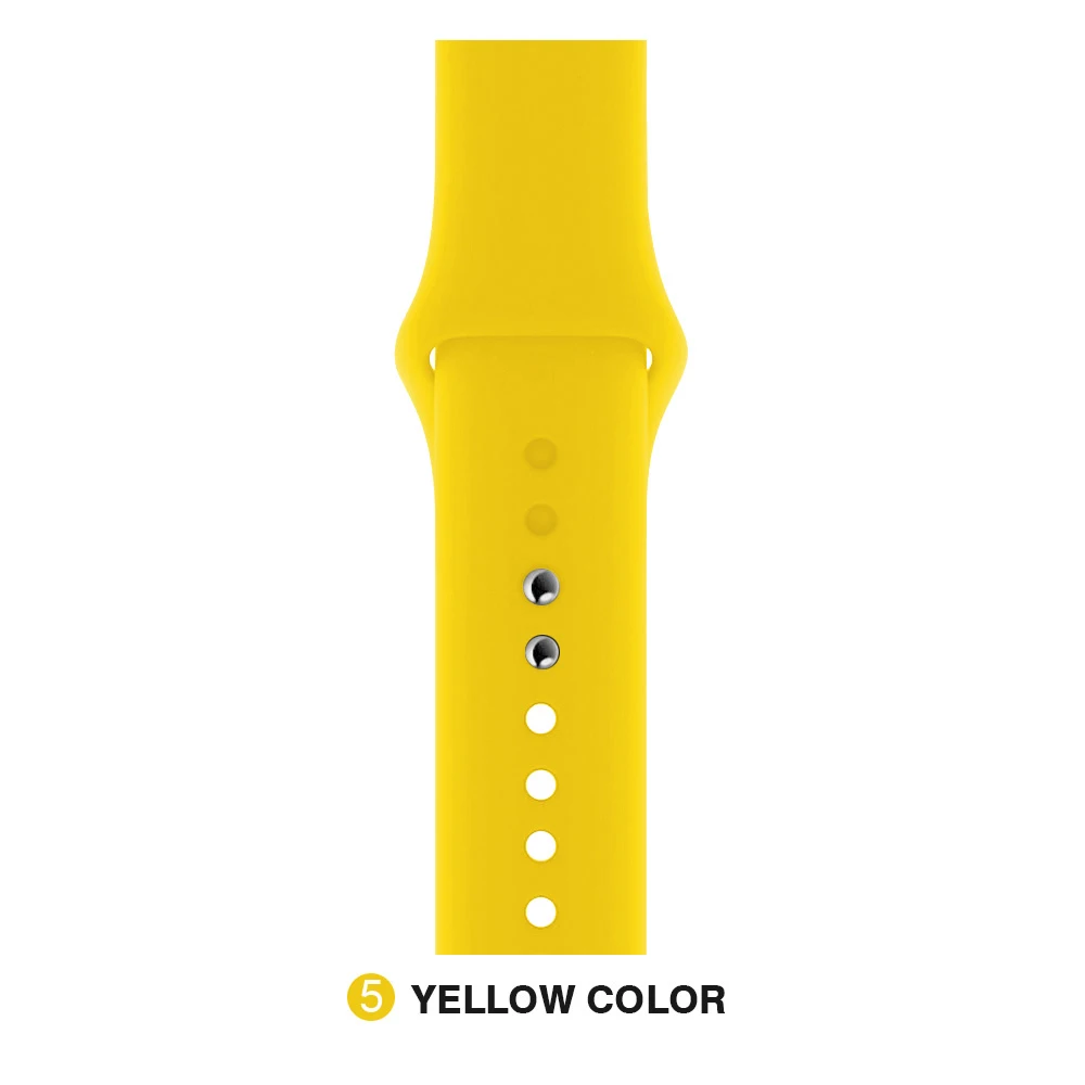 Yellow Мягкий силиконовый сменный спортивный ремешок для Apple Watch версии 4, 3, 2, 1, 42 мм, 38 мм, браслет на запястье, ремешок для iWatch 4, 40 мм, 44 мм, спортивный - Цвет ремешка: Yellow