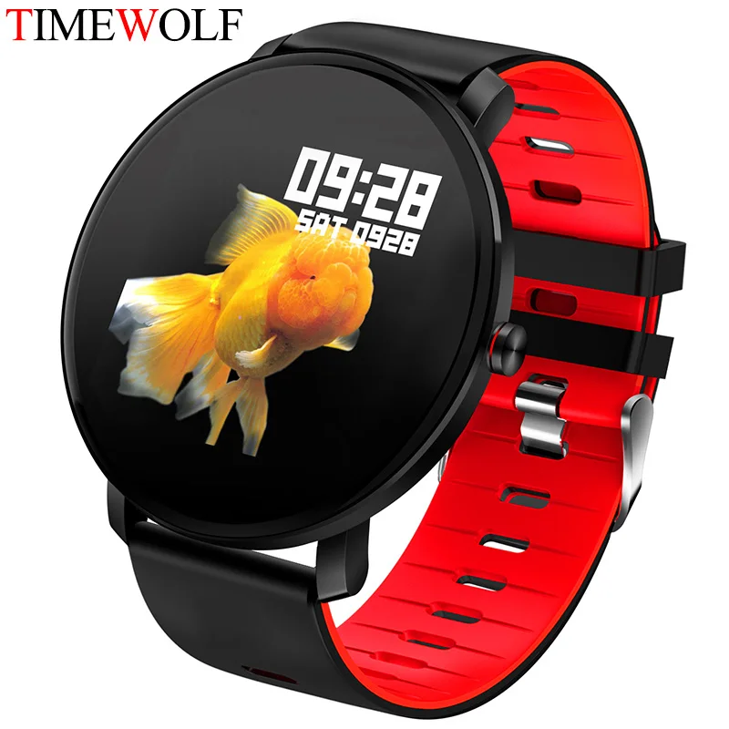 Red Timewolf K9 плюс Смарт-часы для мужчин и женщин монитор сердечного ритма кровяное давление фитнес-трекер Smartwatch спортивные умные часы Pebble - Цвет: Red