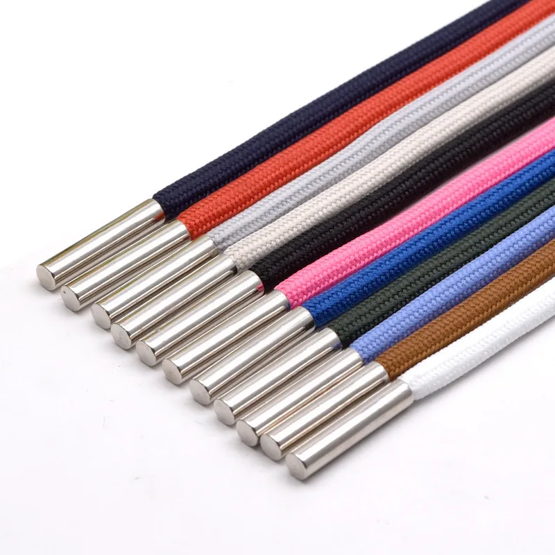 1Pc Solid Color Polyester Cord 140CM Copper Bead Caps Decorative Cap Rope For Sweater Sports Pants Waist Rope Belt