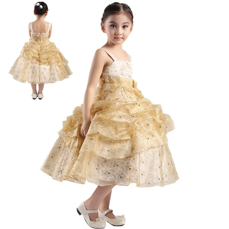 

2020 new fashion children's clothing children Princess stage dress pettiskirt gold beads children dress