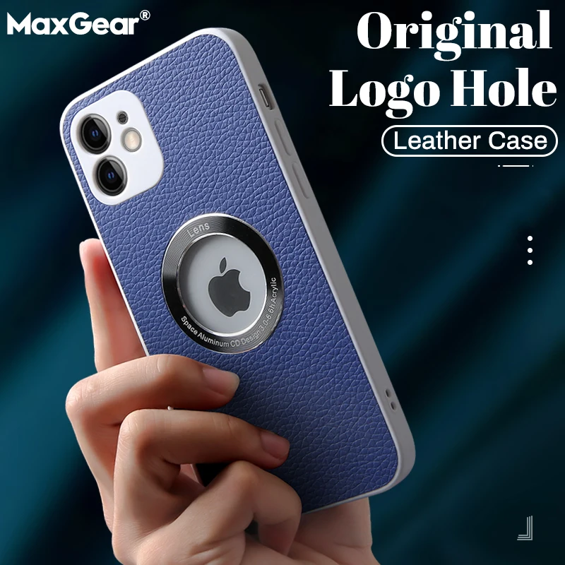 Однотонный кожаный оригинальный чехол с логотипом для iPhone 12Pro 11 12 Pro Max XR XS X 7 8 11Pro