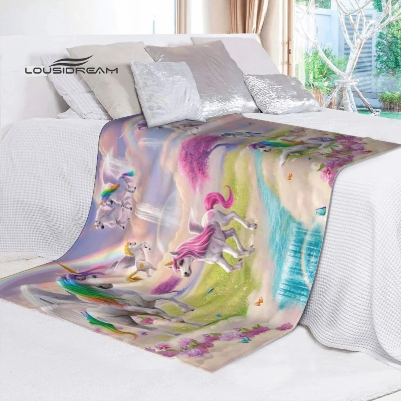 Фланелевое Одеяло с 3D принтом единорога для детей и взрослых модные пушистые