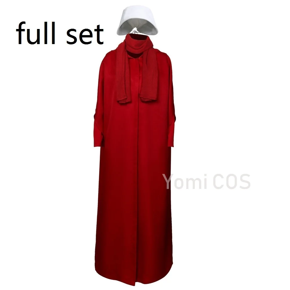 

Series The Handmaid's Tale Cosplay Costume Handmaid Offred Women Red Cloak Dress Scarf White Hat Set Halloween Party Props New