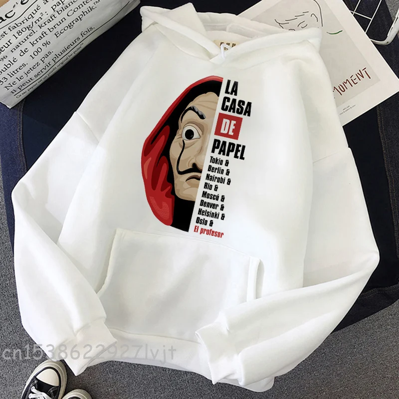 

Мужская толстовка с капюшоном La Casa De Papel, белая толстовка с принтом, свитер для бумажного дома, модный мужской пуловер, толстовка, свитера