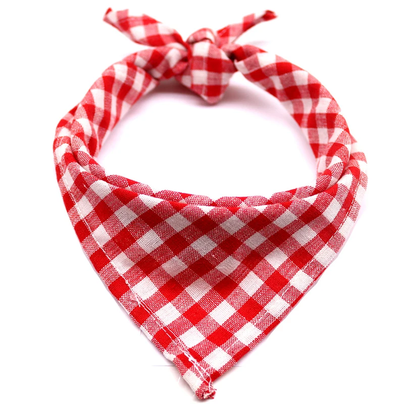 

Cat Classic Washable Triangle Dog Scarf Plaid Style Bandana Puppy Cat Washable Cotton Bibs Small Dog Accessories Pet Bandana