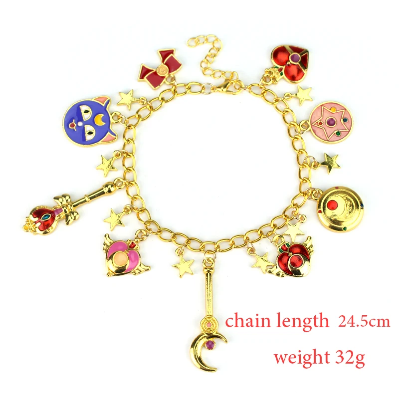 

Anime Sailor Moon Bracelet Cartoon Cardcaptor Sakura Flower Pearls Chain Wristlet Bracelet for Women Girl Kid Cosplay Gift