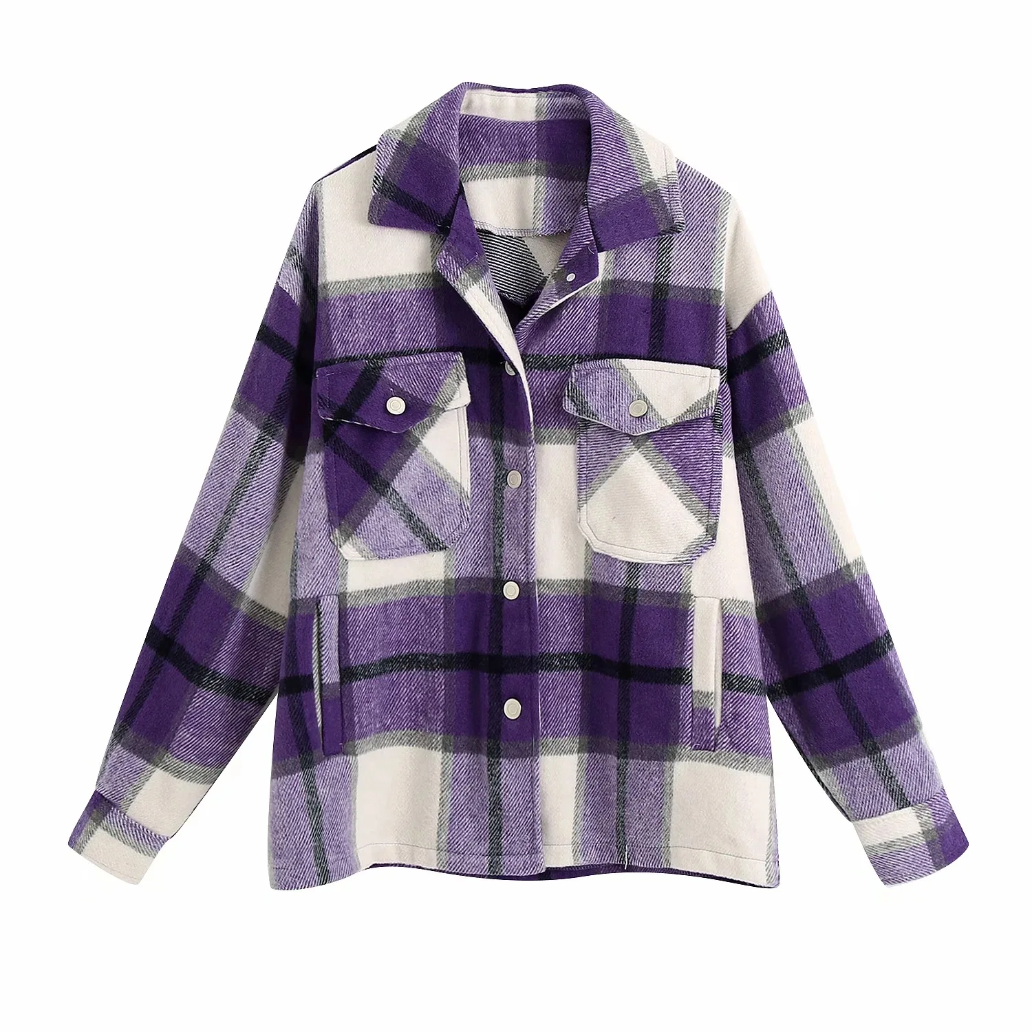 

FNOCE 2021 new spring women's coats fashion trends streetwear casual Plaid patchwork long sleeve slim overcoats