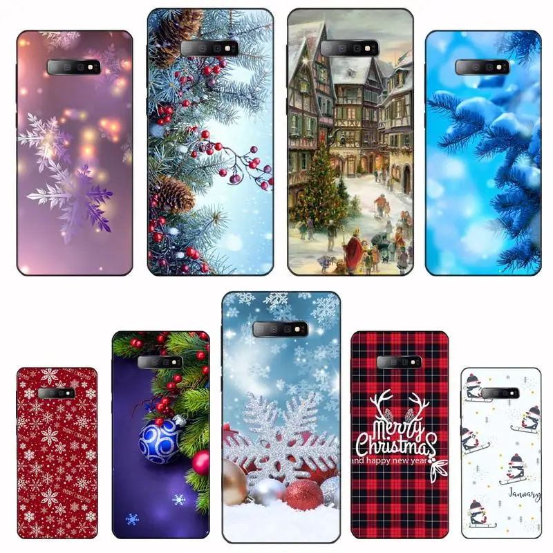 Рождественский зимний Снежный чехол для телефона Samsung S6 S7 edge S8 S9 S10 e plus A10 A50 A70 note8 J7