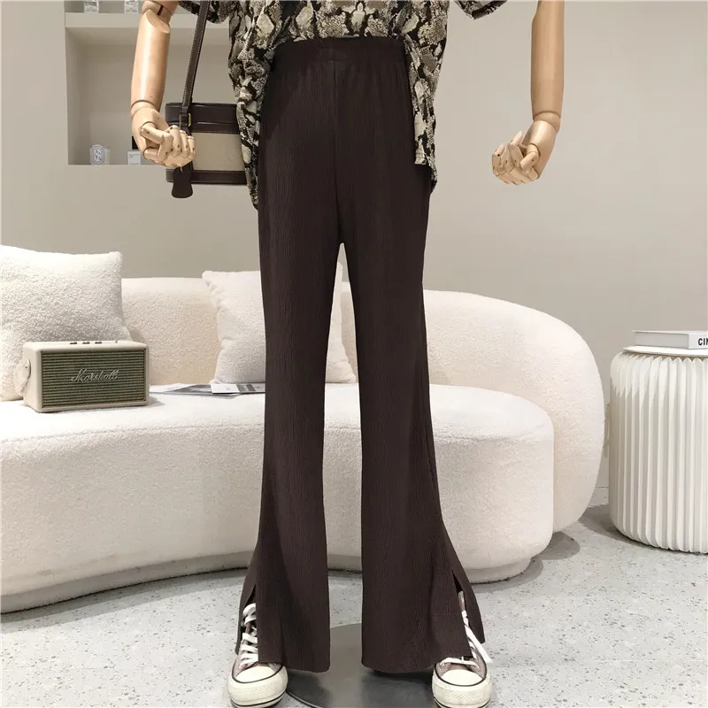 

Women's Spring 2021 Fashion High waist Sagging pants wide leg pants Casual Split flare pants