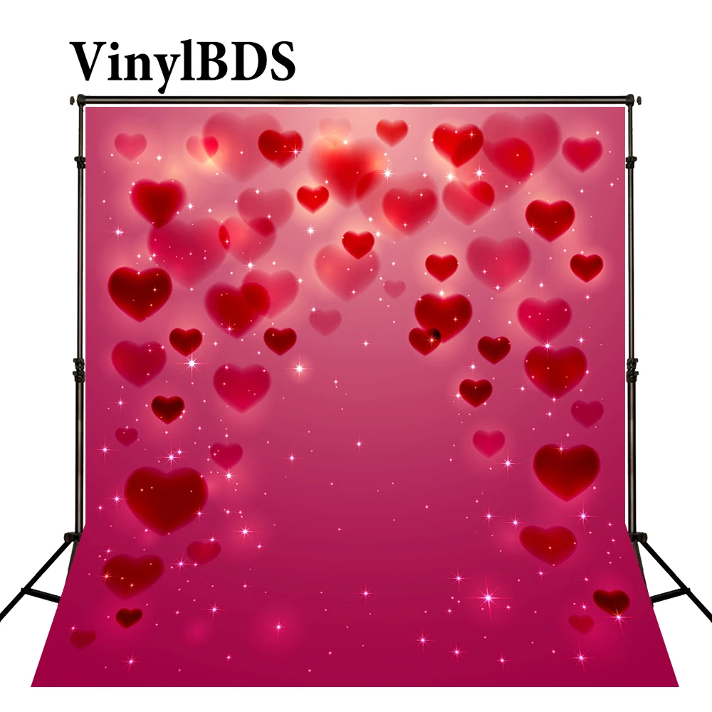 

VinylBDS Red Wedding Photocall Valentine'S Day Backgrounds Brilliant Bokeh Photo Romantic Wedding Backdrops for Studio