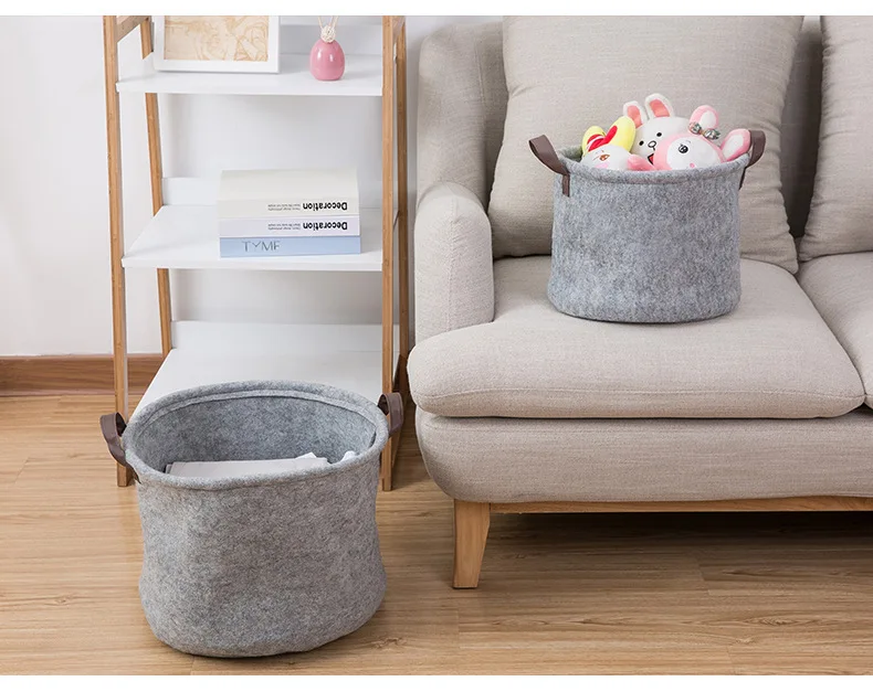 

Portable Felt Handy Dirty Clothes Storage Basket Bathroom Laundry Basket Environment Living Room Kids Toy Clothes Baskets