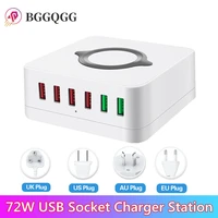 bggqgg 72w usb socket charger station 10w wireless dual qc3 0 fast charging adapter 6 port usb charger for iphone xs 11 xiaomi