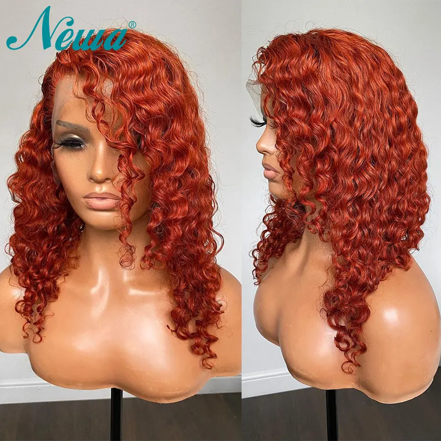 

Newa Hair Lace Front Human Hair Wigs 13X6 Ginger Lace Front Wig Pre Plucked Brazilian Colored Frontal Wigs For Women Curly Wigs