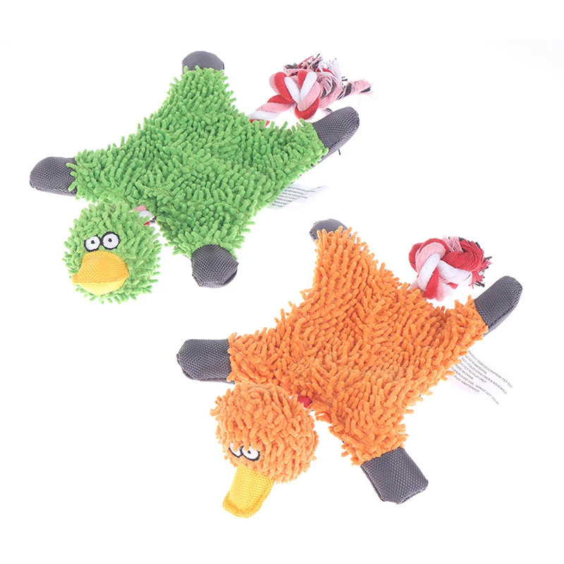 

1pcs Pet Dog Squeaky Toys Cute Duck Shape Puppy Plush Chewing Biting Toy With Cotton Rope Bite Resistant Teeth Cleaning Toys