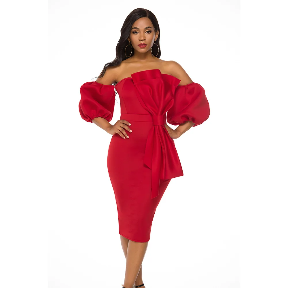 2019 осеннее сексуальное модное Стильное Африканское женское однотонное платье