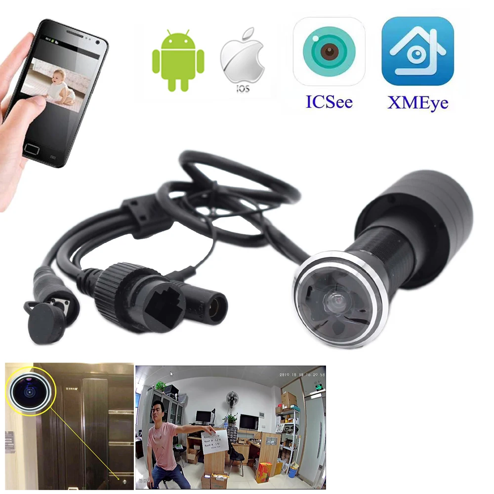 

1080P audio Security eye door camera IP gate Yard cabinet Bullet Wide Angle FishEye Lens Mini Peephole CCTV P2P Onvif icsee app