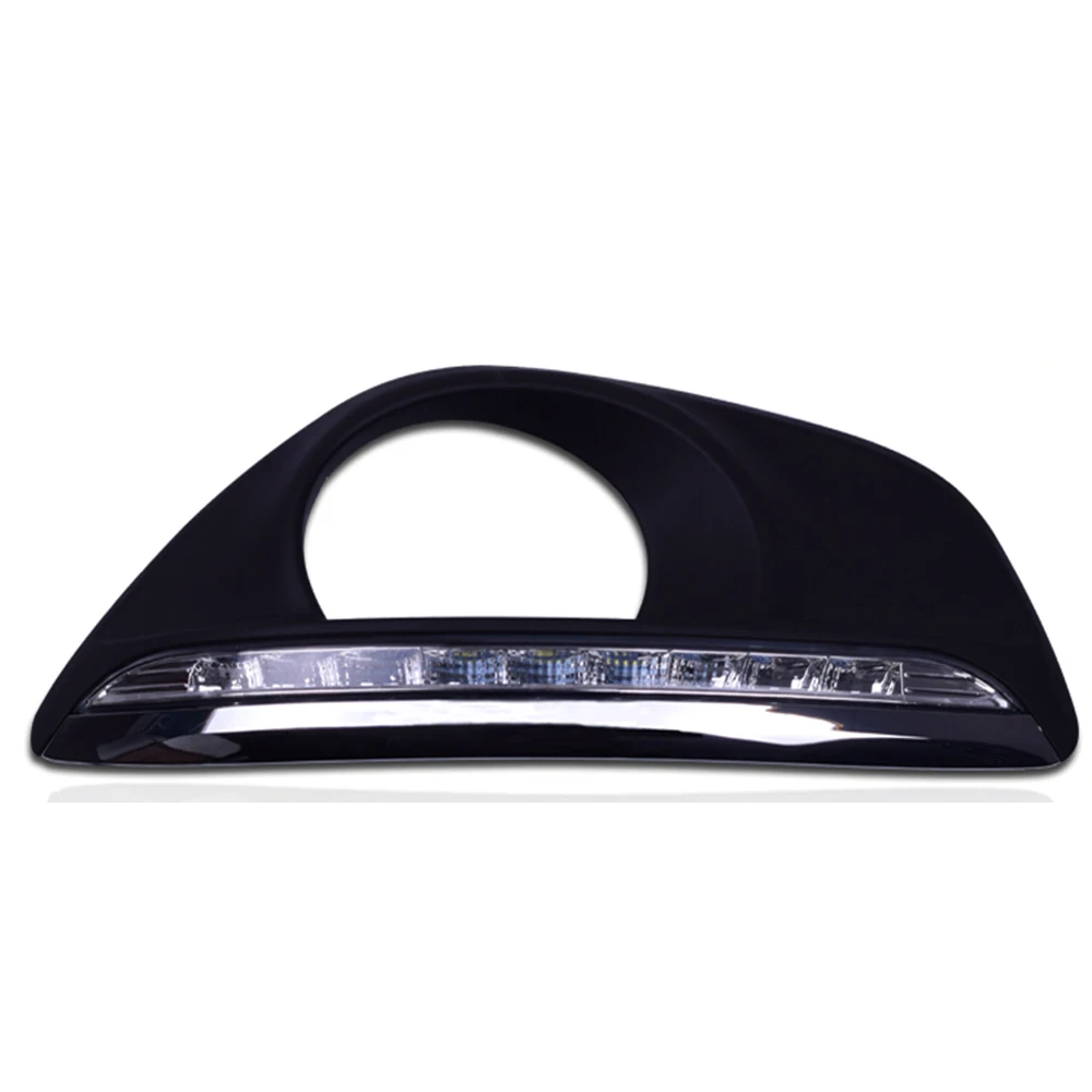 

for Hyundai Santa Fe 2010~2012 12v LED CAR DRL Daytime Running Lights Dimmming style Relay fog lamp hole Yellow Signal Light