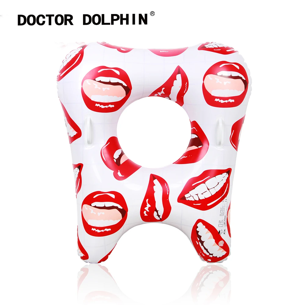 

Doctor Dolphin Teeth Swim Ring, 40 Inch Travel Outdoor Inflatable Pool Floats Rafts for Adults with Two Safety Handles