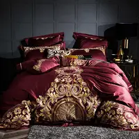1000TC Luxury Egyptian Cotton Duvet Cover Set Bed Sheet Pillow shams Shabby Chic Embroidery Bedding set Red Grey King Queen size