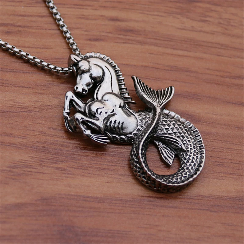 Antique Silver Large Sea Horse Hippocampus Charms Pendants For Men Women Necklace Jewelry Making Findings | Украшения и