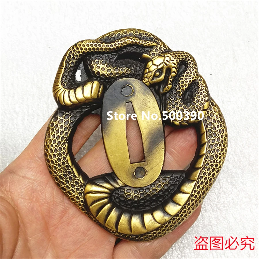 Чудесная резная латунная медная змеиная защита Tsuba Menuki Fuchi индивидуальная