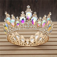 multicolour crystal wedding crown royal queen king bridal tiaras and crowns prom pageant head ornaments hair jewelry accessories