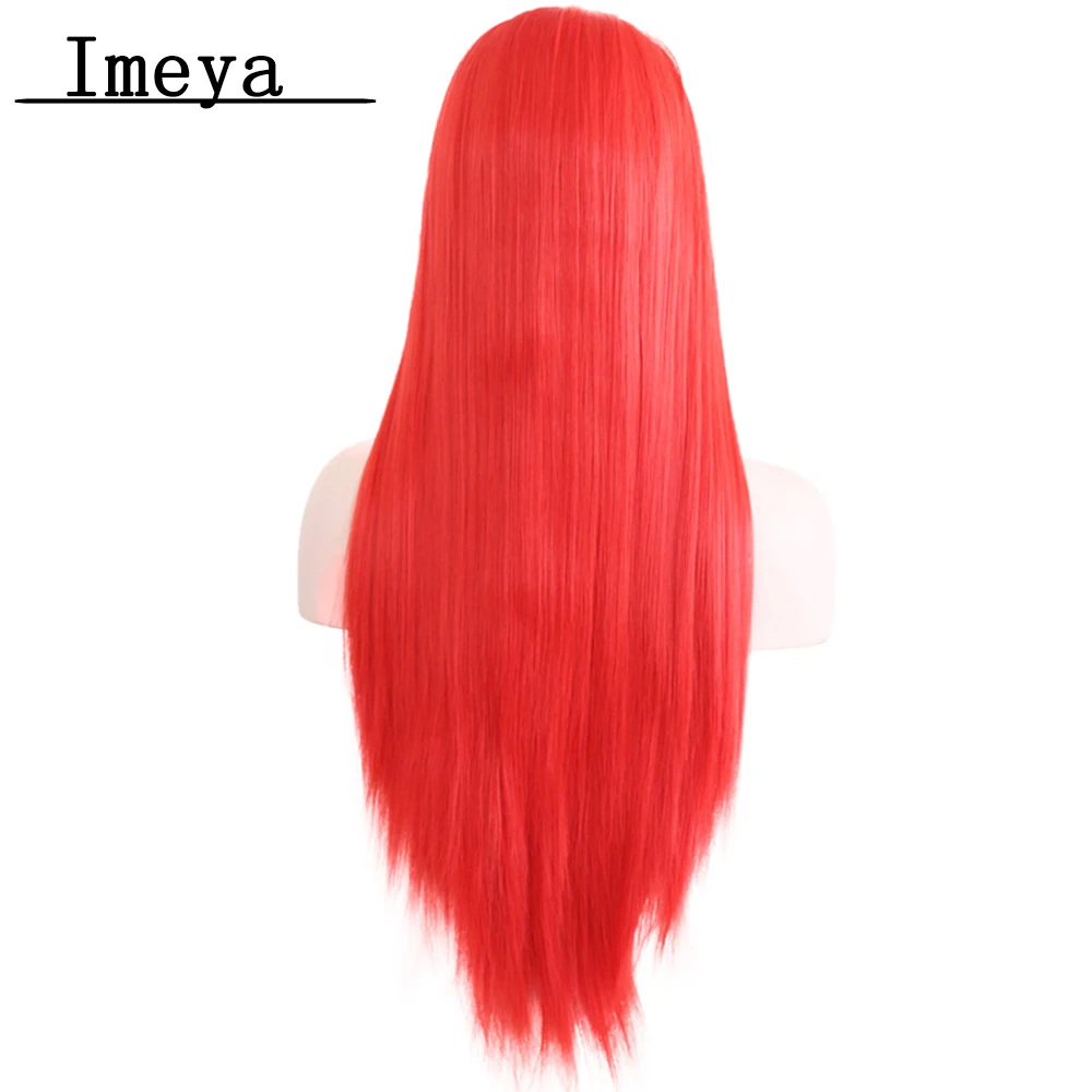 

Imeya Long Silky Straight Hair Synthetic Lace Front Wig High Temperature Red Wig Pre Plucked Glueless Wigs For Black Women