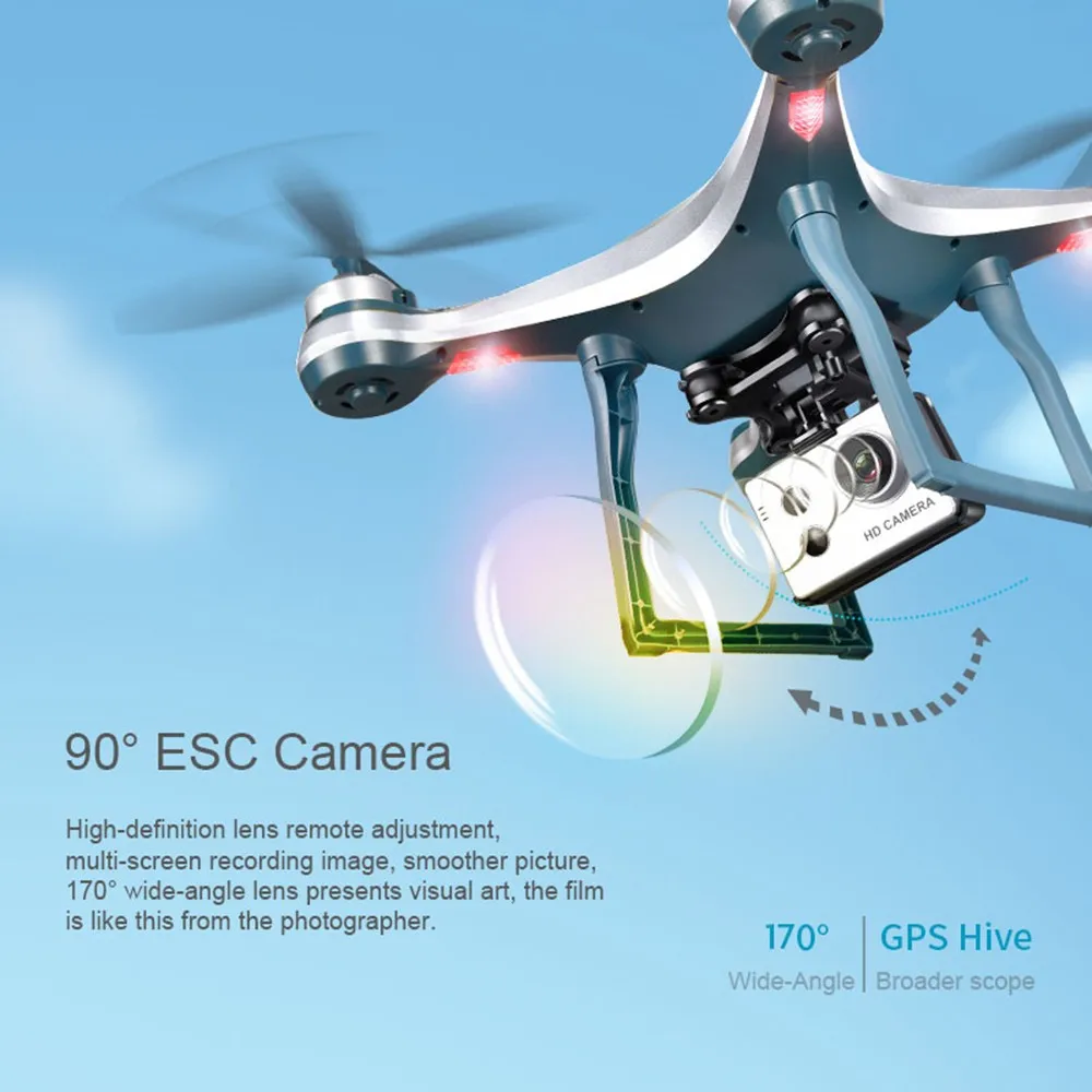 GPS Дроны с HD камерой ESC Wi Fi FPV Drone RC Quadcopter автоматическим возвратом вертолета 20 мин.
