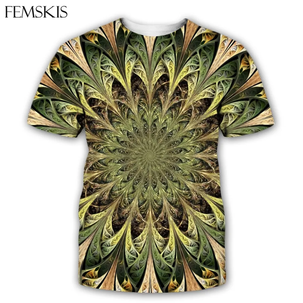 FEMSKIS мужская и женская футболка модная Psychedelic Art Graphics 3D принт рубашка летняя