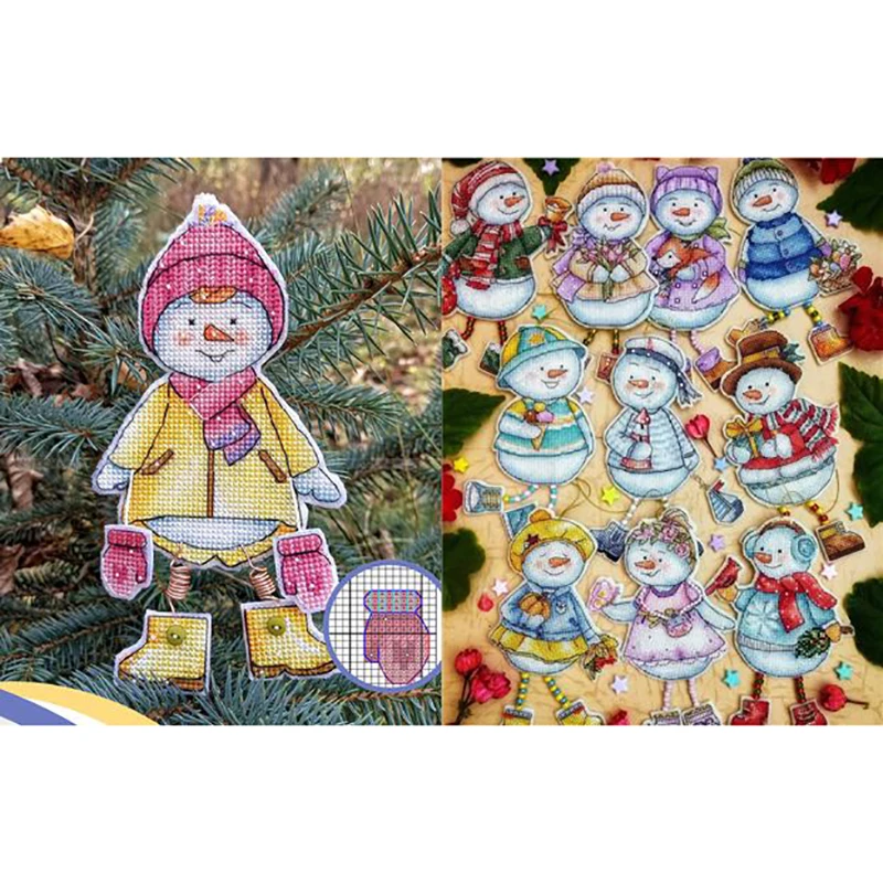 

Snow man Refrigerator magnet top new Cross stitch DMC set Creative Gift Handmade metal bookmark fairy tale princess series